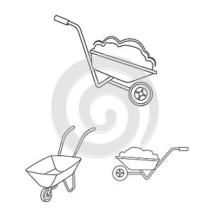 Isolated object of wheelbarrow and dirt logo. Collection of wheelbarrow and barrow stock symbol for web.