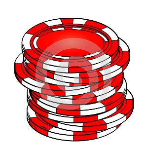 Isolated object on white background.. Playing chips, casino. Vector