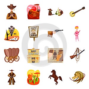 Isolated object of wild and west icon. Collection of wild and american stock symbol for web.