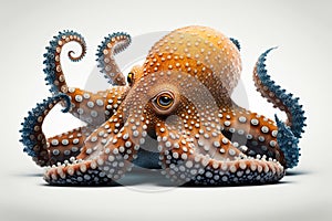 Isolated octopus, white background. Generative AI