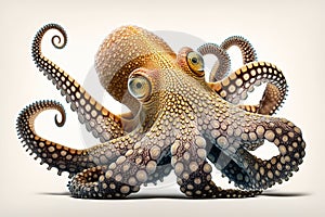 Isolated octopus, white background. Generative AI
