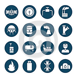 Isolated oil industry block and flat style icon set vector design
