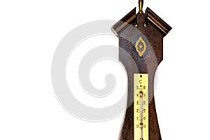 isolated old barometer on white wall