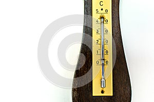 isolated old barometer on white wall