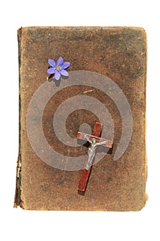 Isolated old Bible cover