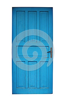 Isolated old blue painted door