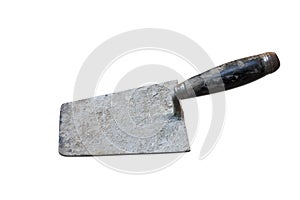 Isolated of old lute trowel over white background.