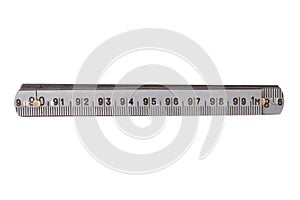 Isolated old metal ruler