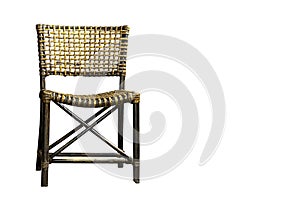 Isolated Old Rattan wood chairs on a white background with clipping path