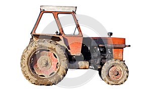 Isolated old tractor