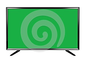 Isolated OLED green screen flat smart TV on white background