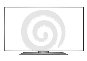 Isolated OLED grey flat smart wide TV and white screen photo