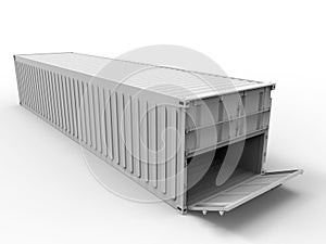 Isolated opened freight shipping container