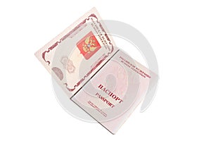 Isolated opened Russian passport