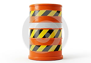 Isolated orange construction barrel on a white background