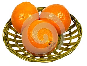 Isolated orange and minneola fruits in a basket