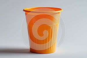 Orange Plastic Cup Studio Shot Single Use Drink Container