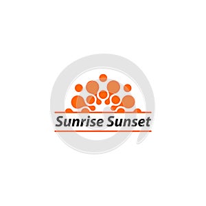 Isolated orange vector sunrise sunset logo. Summer sun logotype.