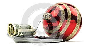 Isolated Ornament With One Dollar.