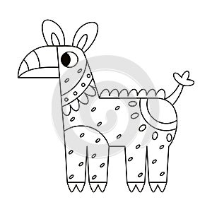 Isolated outline donkey alebrije icon Vector