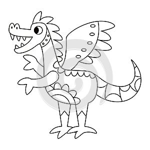 Isolated outline dragon alebrije icon Vector