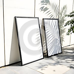 Isolated pack of two posters with shadow isolated on white background