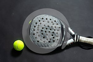 Isolated paddle tennis objects black background