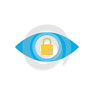 Isolated padlock inside eye flat style icon vector design