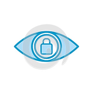 Isolated padlock inside eye line and fill style icon vector design