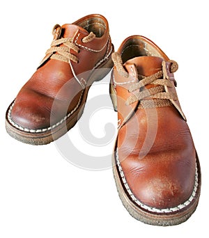 Isolated pair leather boots