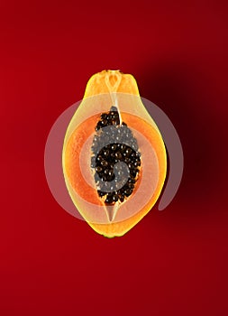Isolated papaya slice