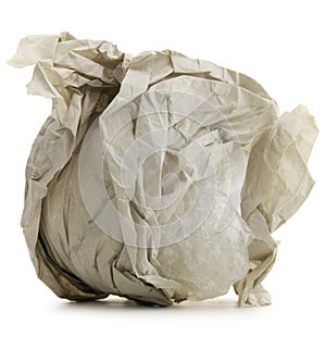 Isolated Paper Bubble Wrap Trash Ball