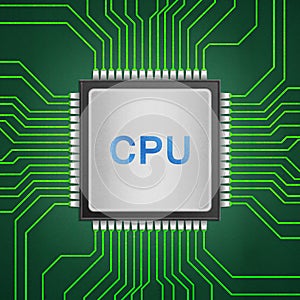 isolated paper cut of cpu chip on green circuit is central processor technology in circuit computer on motherboard