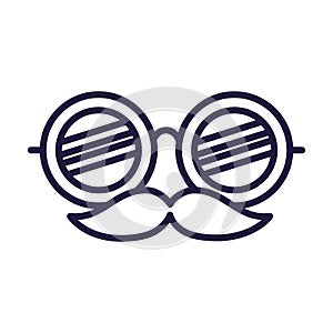 Isolated party glasses with mustache mask vector design