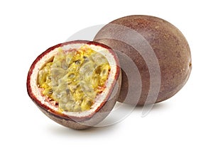 Isolated passion fruit cut in half