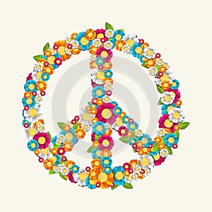 Isolated peace symbol made with flowers compositio