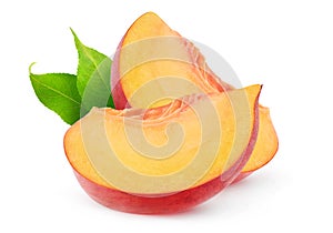 Isolated peach slices photo