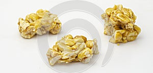 Isolated peanut brittles brick on the white background isolated