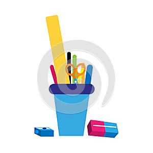 Isolated pencilcase mug icon School supply flat design Vector