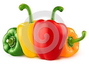 Isolated peppers. Bell peppers of different colors