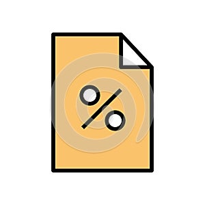 Isolated percentage document line and fill style icon vector design