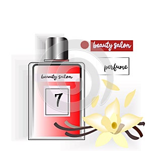 Isolated perfume bottle. Illustration contains transparency and blending effects, eps 10, vanil
