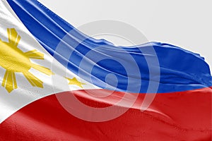 Isolated Philippine Flag waving 3d Realistic fabric photo