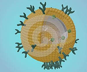 Isolated Phospholipid coated nanobubble 3d rendered