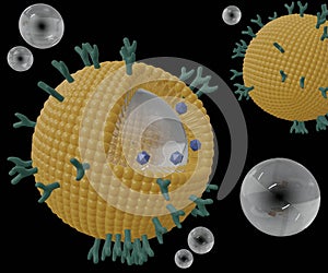 isolated Phospholipid coated nanobubble 3d rendered photo
