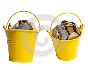 Isolated photo of coins bucket