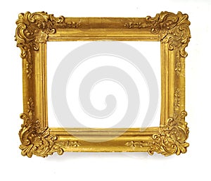 Isolated Photo Frame, Little Golden Antique Photo Frame, Vintage Frame