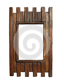 Isolated Photo Frame, Wooden Modern Photo Frame. White Background