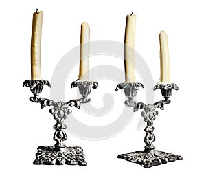 Isolated photo of old baroque candlesticks