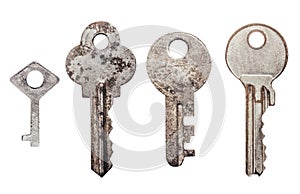 Isolated photo of old rusty keys